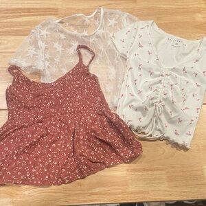 Star Crop, Burnt Orange Top and Floral Top